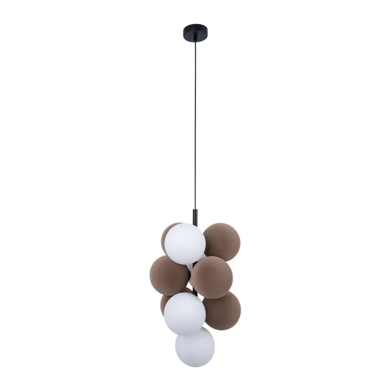 Lampa wisząca Szklana 4 kule świetlne i 6 kul dzwiekochłonnych Bronzowych 4xG9 60 cm Vino ABR-GRAPPA--B - Abruzzo Oferta czasowa