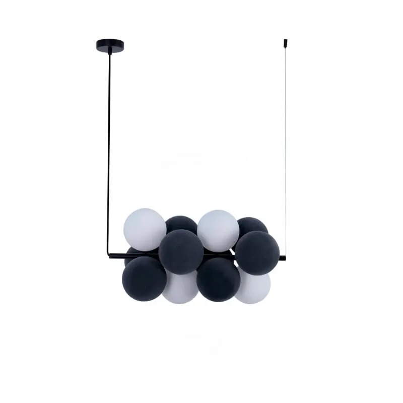 Lampa wisząca Szklana 4 kule Świetlne oraz 8 kul dzwiękochłonnych Szarych 4xG9 65cm Vino ABR-GRAPPA-H-S - Abruzzo Wyjątkowa oferta