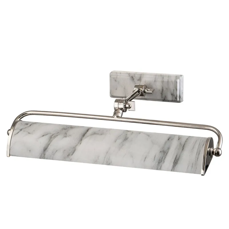 Oferta limitowana Kinkiet obrazowy marmurowy z polerowanego niklu 2-punktowy WINCHFIELD-PLM-PN-WM z serii WINCHFIELD - Elstead Lighting