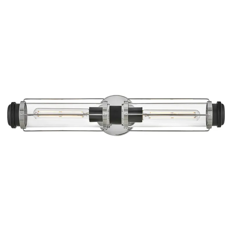 Kinkiet łazienkowy dwupunktowy czarno-chromowany HK-MASTHEAD2-PCBK z serii MASTHEAD - Elstead Lighting Ostatnie sztuki