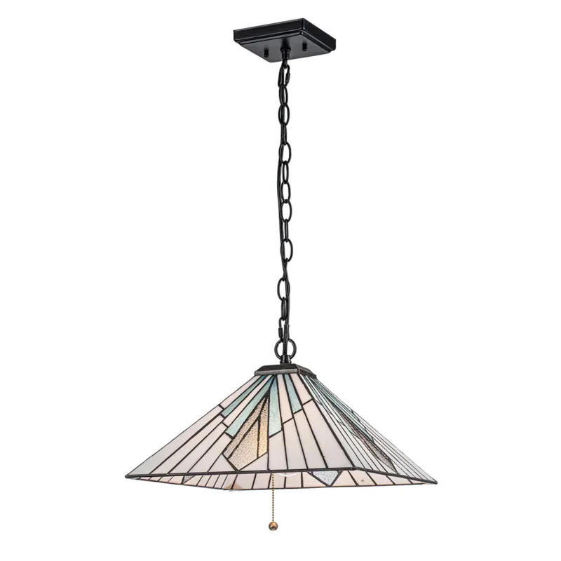Łatwy zwrot Lampa wisząca witrażowa 38cm 1-punktowa TF-ALDERLEY-P z serii Alderley - Elstead Lighting