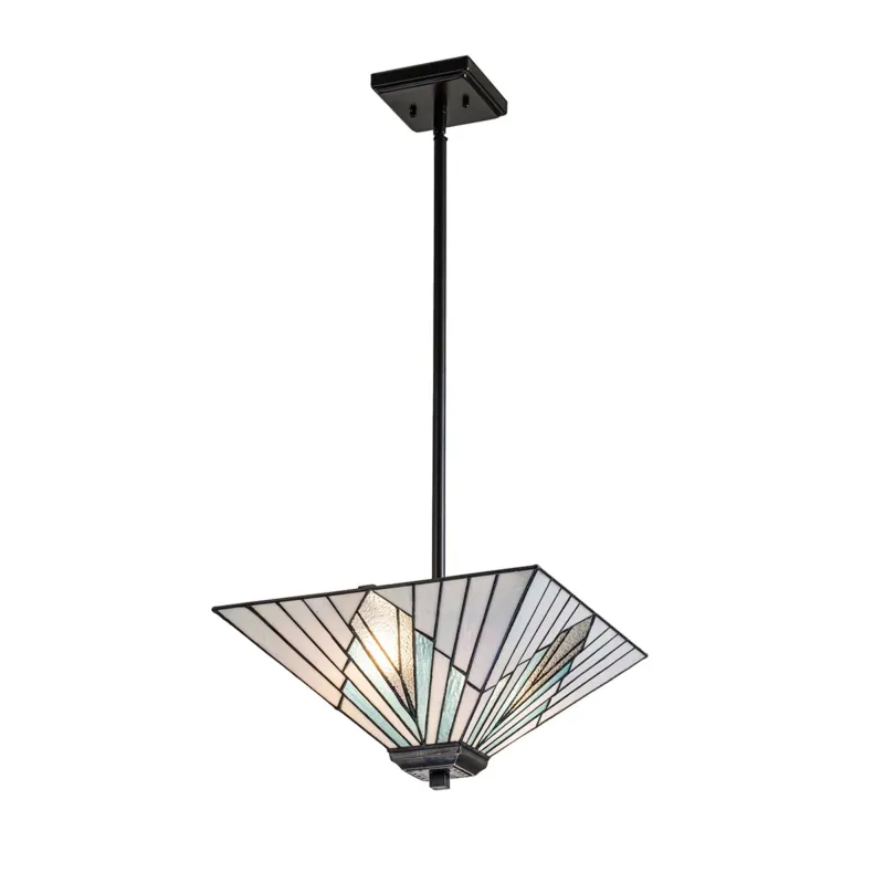 Lampa wisząca witrażowa kwadratowa 2-punktowa TF-ALDERLEY-F-P z serii ALDERLEY - Elstead Lighting Tylko dziś