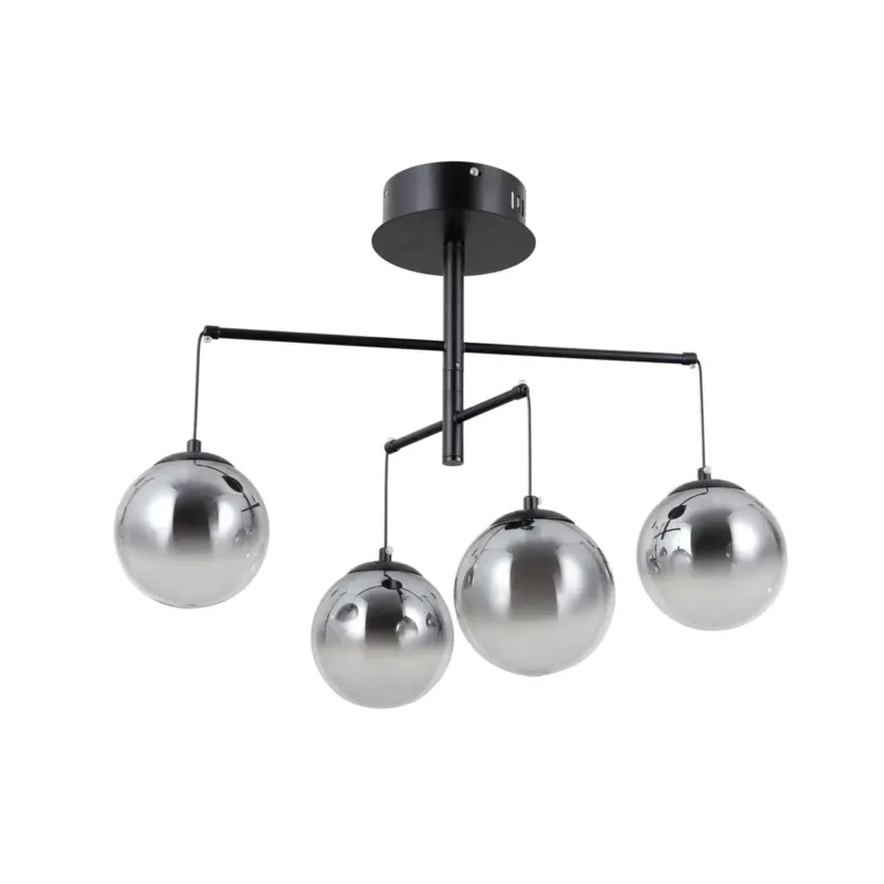 Wysoka jakość Lampa wisząca czarna 4-punktowa ze szklanymi kulami PND-34381-4-BK z serii Velada - Lampy Italux