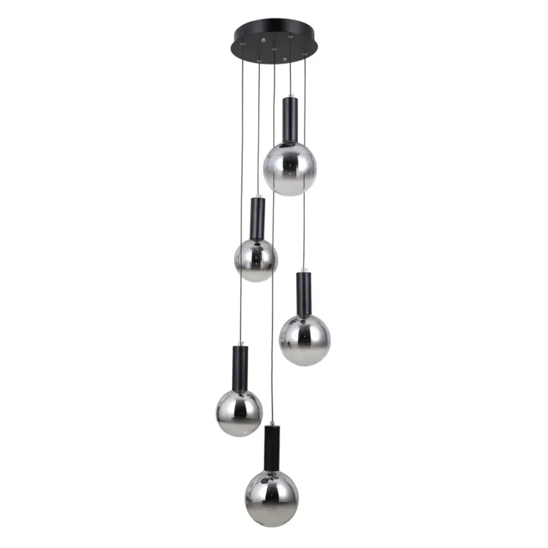 Taniej Lampa wisząca czarna aluminiowa 5-punktowa PND-34378-5S-BK z serii STRELA - Lampy Italux