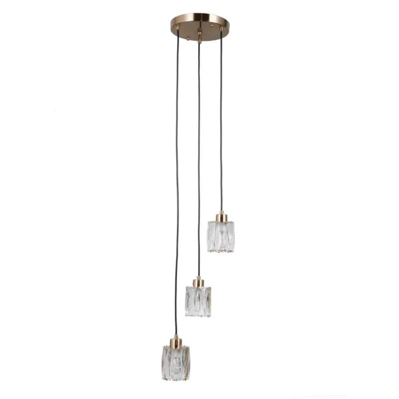 Lampa wisząca złota 3-punktowa szklana PND-40813-3R-HBR z serii TORNO - Lampy Italux Premium