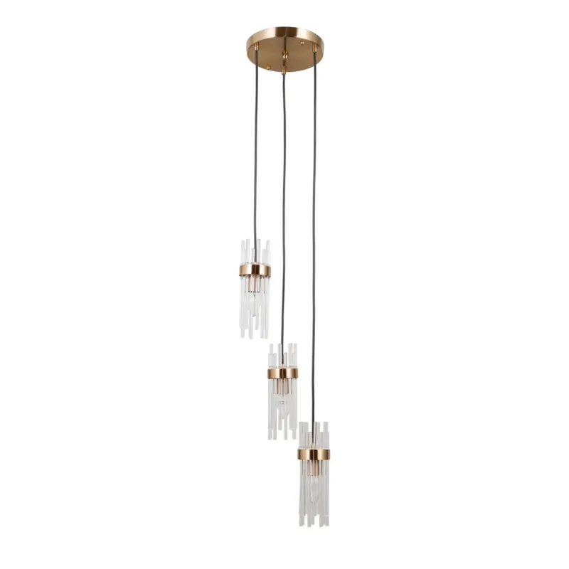 Lampa wisząca złota metalowa 3-punktowa PND-40760-3-HBR z serii TARASO - Lampy Italux Promocja