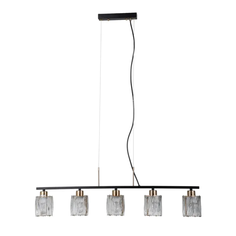 Lampa wisząca czarna 5-punktowa szklana PND-40814-5-BK-HBR z serii SIMONA - Lampy Italux Wysoka jakość