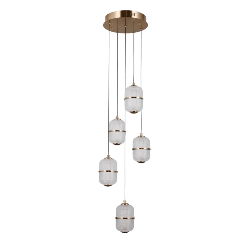 Rabat Lampa wisząca złota 5-punktowa LED PND-34375-5-HBR z serii ALANI - Lampy Italux
