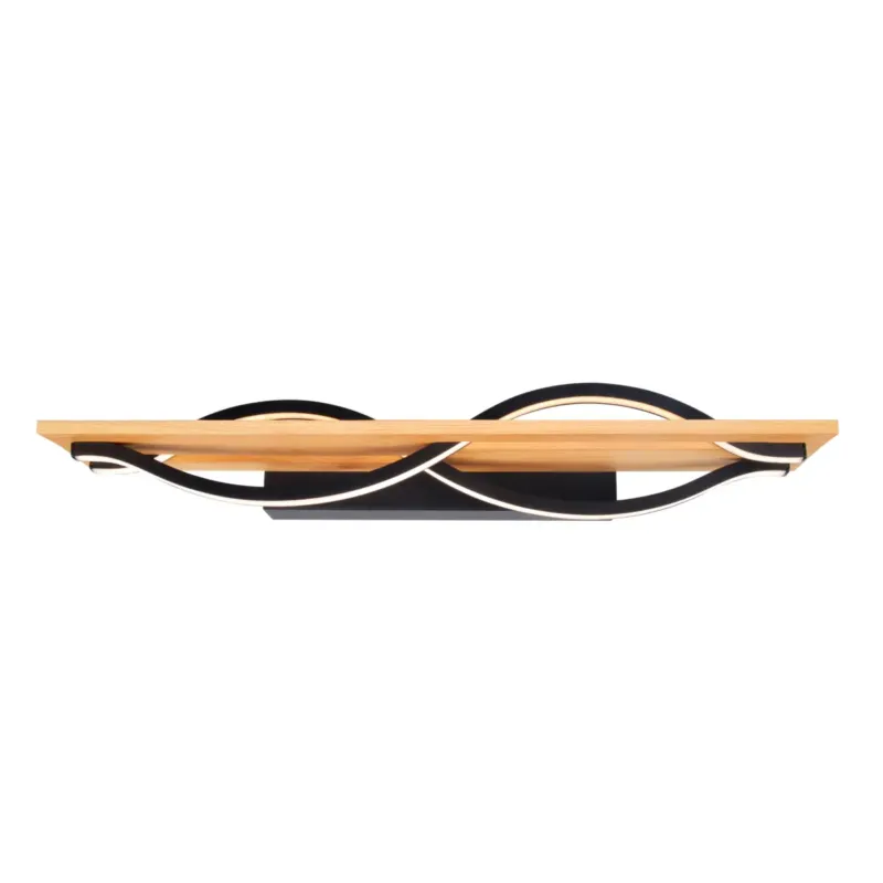 Promocja Kinkiet LED czarny drewniany 50cm WL-23848-30W-BK-GD z serii CONATO - Lampy Italux