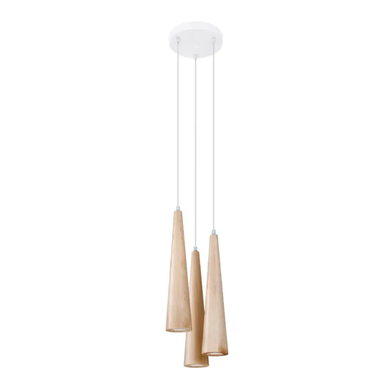 Lampa wisząca SULA 3P naturalne drewno SL.1101 - Sollux Nie przegap