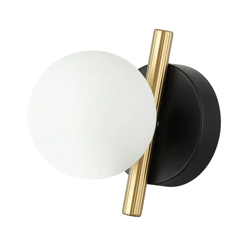 Kinkiet metalowy czarno-złoty ze szklaną kulą WL-5622-1-BK-W z serii REVERSO - Lampy Italux Oferta