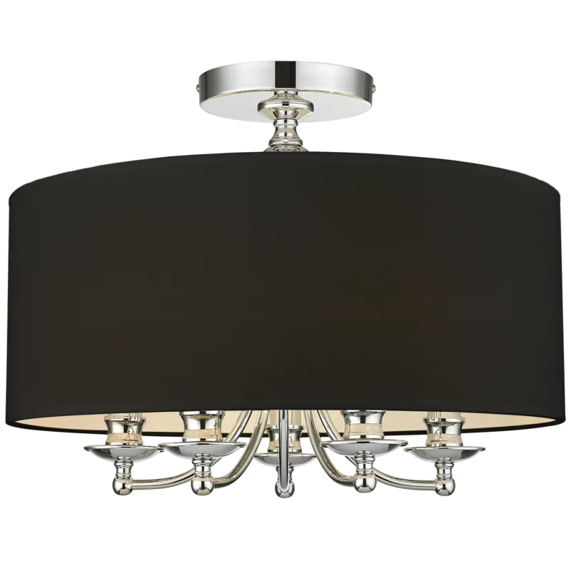 Nowy Plafon czarny z tkaniny 5-punktowy 50cm C05428CH-BK z serii ABU DHABI - Cosmo Light