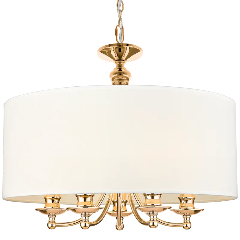 Lampa wisząca złota z białym abażurem 5-punktowa P05896AU-WH z serii ABU DHABI - Cosmo Light Obniżka ceny