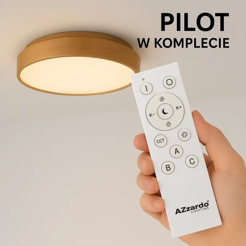 Wysoka jakość Azzardo Lampa sufitowa LED drewniana okrągła 60cm AZ4993 z serii SANTANA