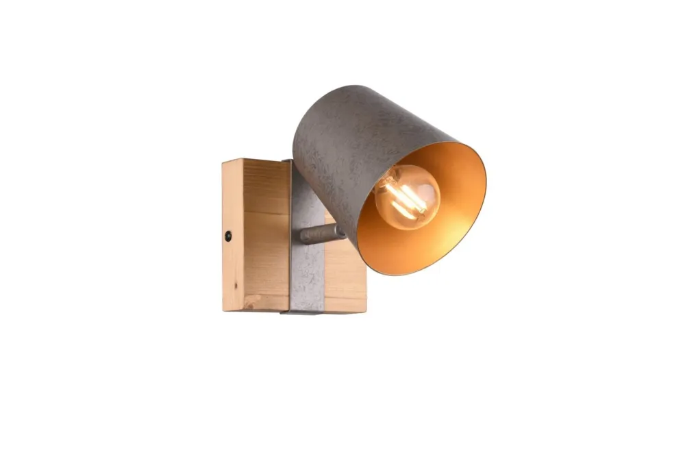 Kinkiet loft drewno + nikiel antyczny E14 BELL 801900167 - Trio Nie przegap