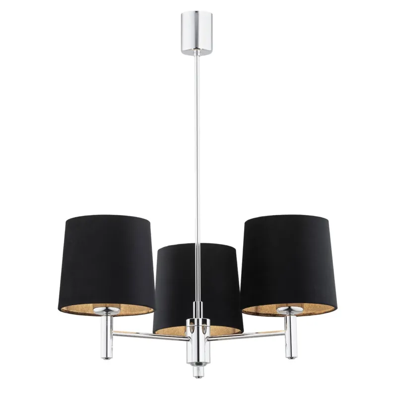 Żyrandol glamour chromowy BOLZANO PLUS 6108 czarne abażury - Argon Niska cena