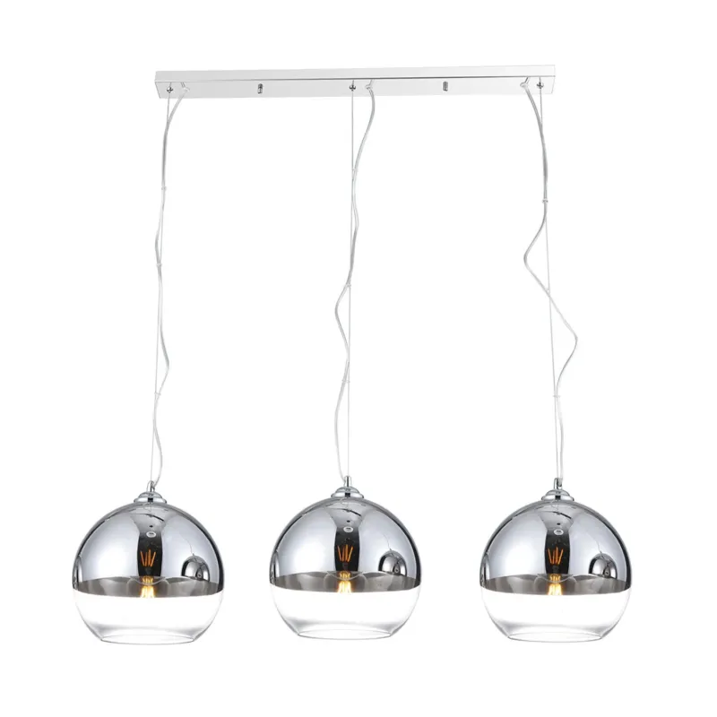 Wyjątkowa oferta Azzardo Lampa wisząca chromowana szklane kule 3-punktowa AZ4751 z serii SILVER BALL