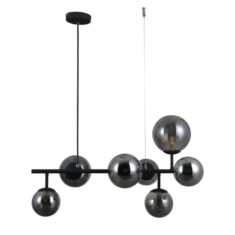 Tylko dziś Lampa wisząca czarna metalowa z dymionymi kulami PND-40423-7 z serii FRONTERA - Lampy Italux