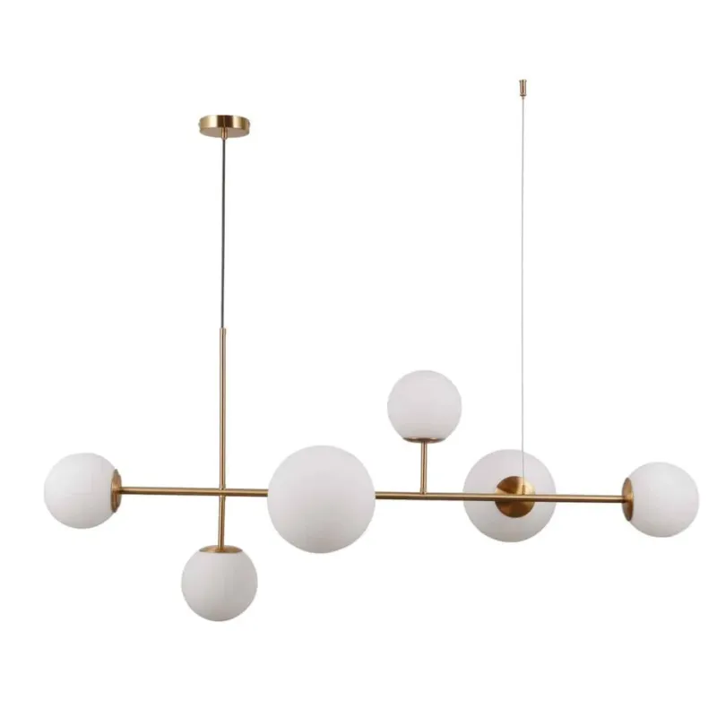 Lampa wisząca mosiężna z białymi szklanymi kulami PND-31221-6-HBR z serii VAILANTE - Lampy Italux Hit cenowy