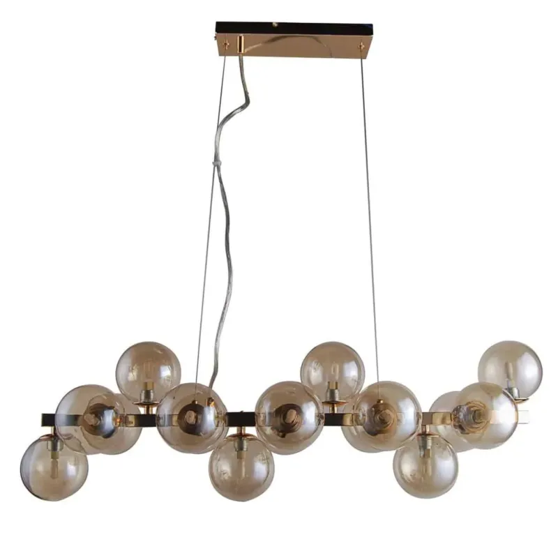 Niska cena Lampa wisząca złota 16-punktowa ze szklanymi kloszami PND-6161-16 GO+CO z serii MARBELIO - Lampy Italux