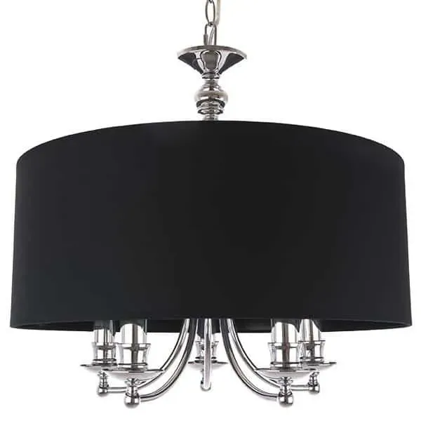 Ostatnie sztuki Lampa wisząca czarna z tkaniny 5-punktowa P05697CH-BK z serii ABU DHABI - Cosmo Light