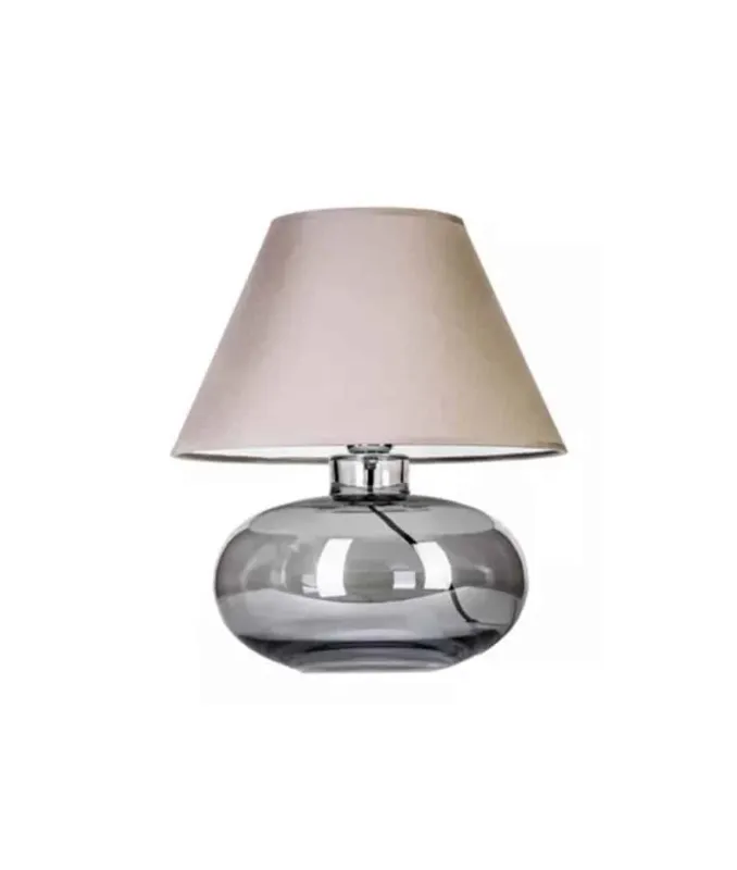 Bezpieczna płatność Lampa stołowa dymiona podstawa i szary klosz BERGEN BLACK L007252110 - 4Concepts