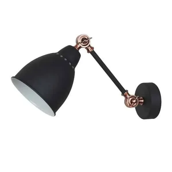 Ograniczona ilość Kinkiet loftowy czarny z miedzianymi detalami MB-HN5010-1-B z serii SONNY - Lampy Italux
