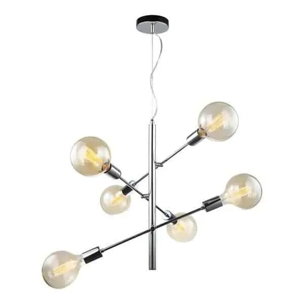 Oferta limitowana Lampa wisząca metalowa chromowana 6-punktowa MDM3582/6 CH z serii MADALYN - Lampy Italux