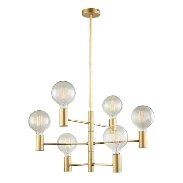 Promocja Lampa wisząca metalowa złota 6-punktowa MDM3339/6 GD z serii VEVA - Lampy Italux