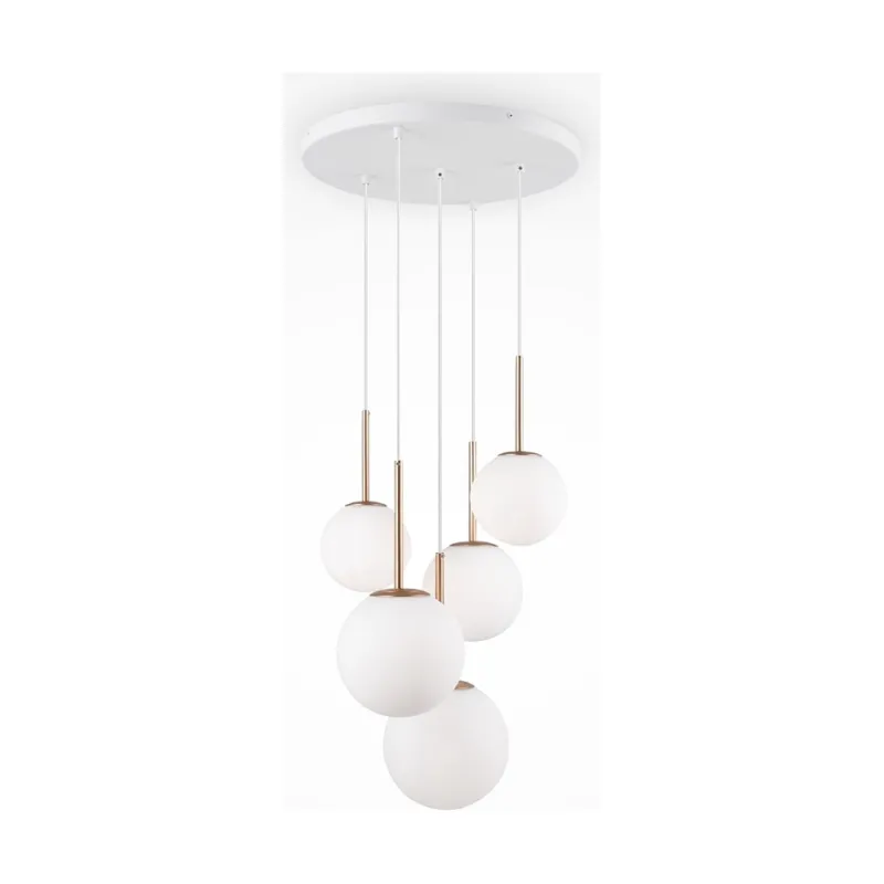 Oferta limitowana Lampa wisząca 5 szklanych kul Basic Form 58cm biała Maytoni