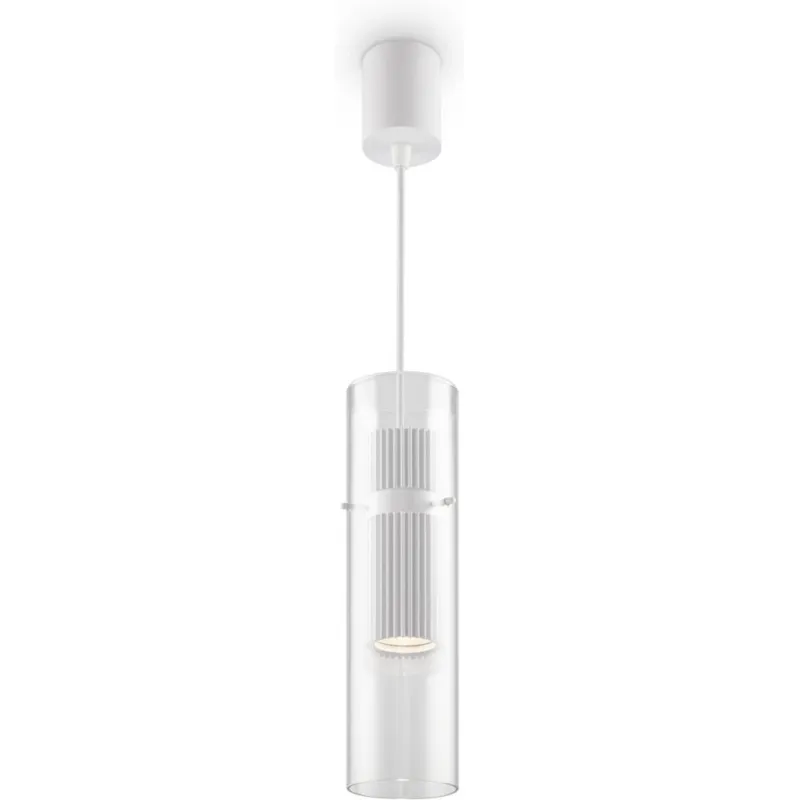Rabat Lampa wisząca szklana z ryflowanym kloszem Dynamics 8cm biała Maytoni