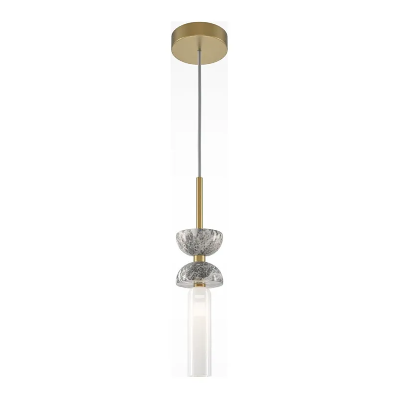 Do wyczerpania zapasów Lampa wisząca japandi z marmurem Kyoto LED 10cm biało-szara Maytoni