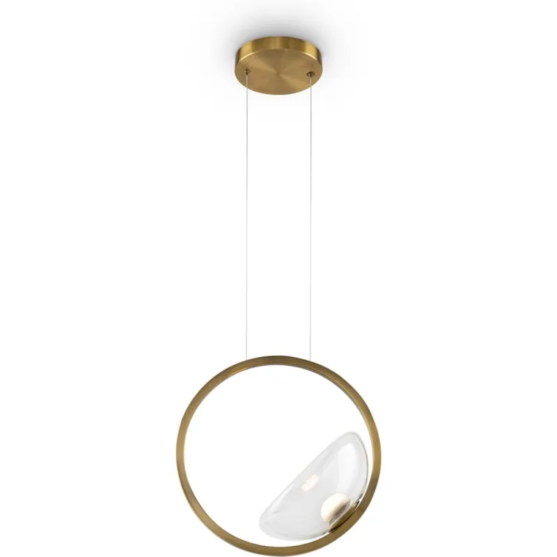 Kup online Lampa wisząca szklana na okręgu Lunare LED 32cm przeźroczysto-mosiężna Maytoni