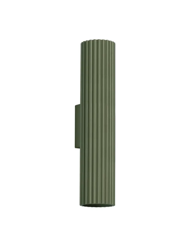 Wyjątkowa oferta Kinkiet ryflowany góra-dół Karbon H30cm zielony oliwkowy Sollux