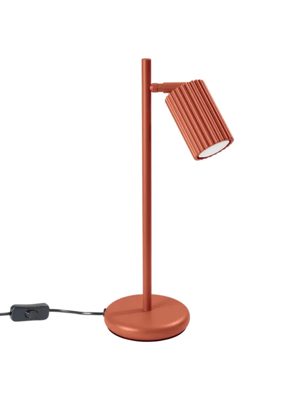 Lampa na biurko z ryflowanym kloszem Karbon ochra czerwona Sollux Bezpieczna płatność
