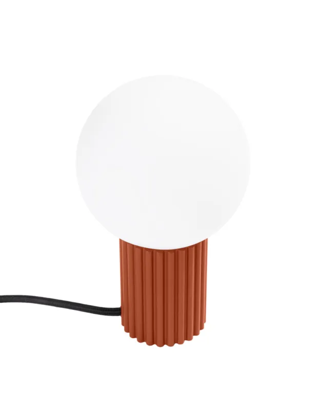 Lampa stołowa ryflowana ze szklana kulą Halo 19cm biały / ochra czerwona Sollux Obniżka ceny