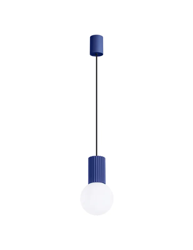 Tylko do końca tygodnia Lampa wisząca ryflowana ze szklaną kulą Halo 12cm biały / ultramaryna Sollux