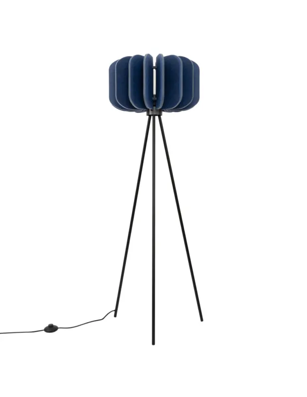 Wybór klientów Lampa podłogowa na trójnogu z filcowym kloszem Mula 45cm H134cm granatowa Sollux