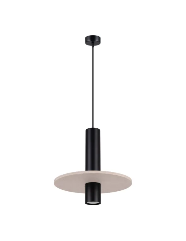 Lampa wisząca tuba z elementem filcowym Pelta 30cm czarna / beżowa Sollux Zamów dziś