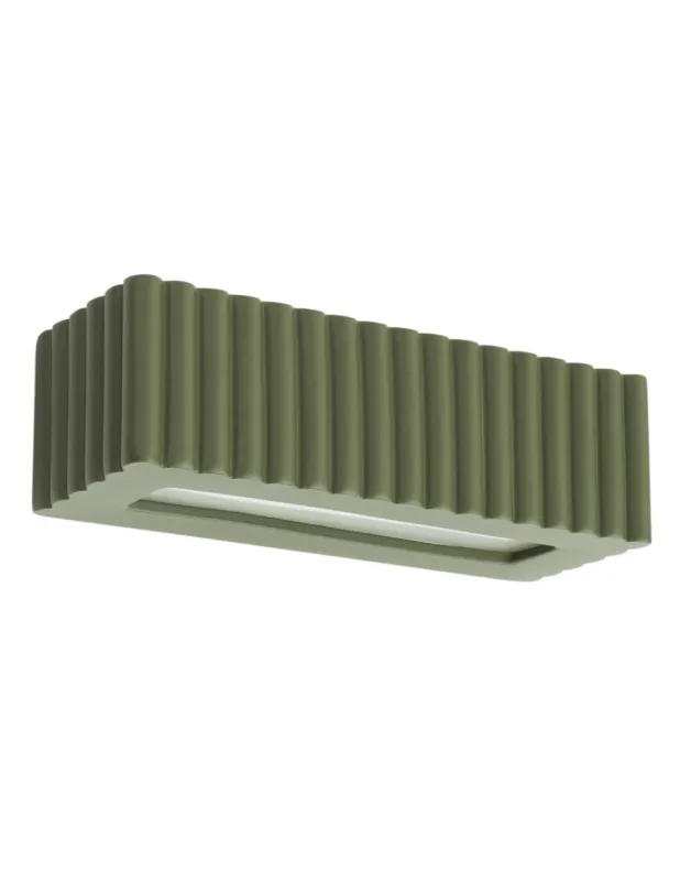Wybór klientów Kinkiet ceramiczny frezowany Rigata 34cm zielony oliwkowy Sollux