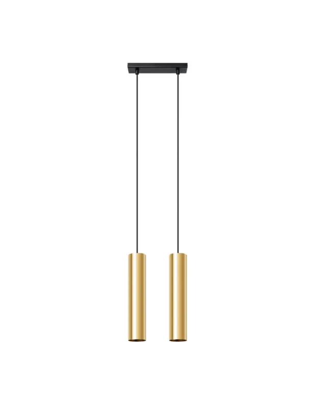 Dodaj do koszyka Lampa wisząca 2 tuby na listwie Lagos Long 30cm złoty połysk Sollux