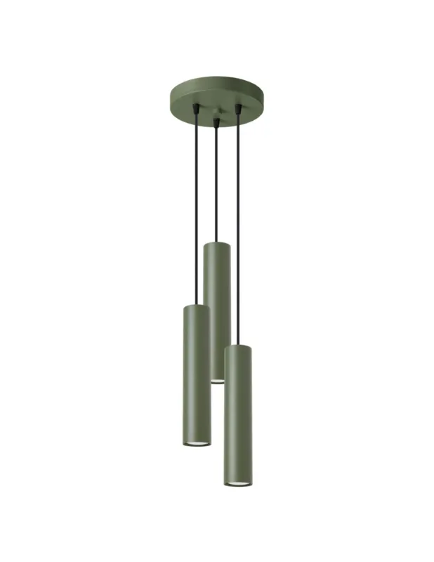 Do wyczerpania zapasów Lampa wisząca 3 tuby wiszące Lagos Round 19,5cm zielona oliwka Sollux