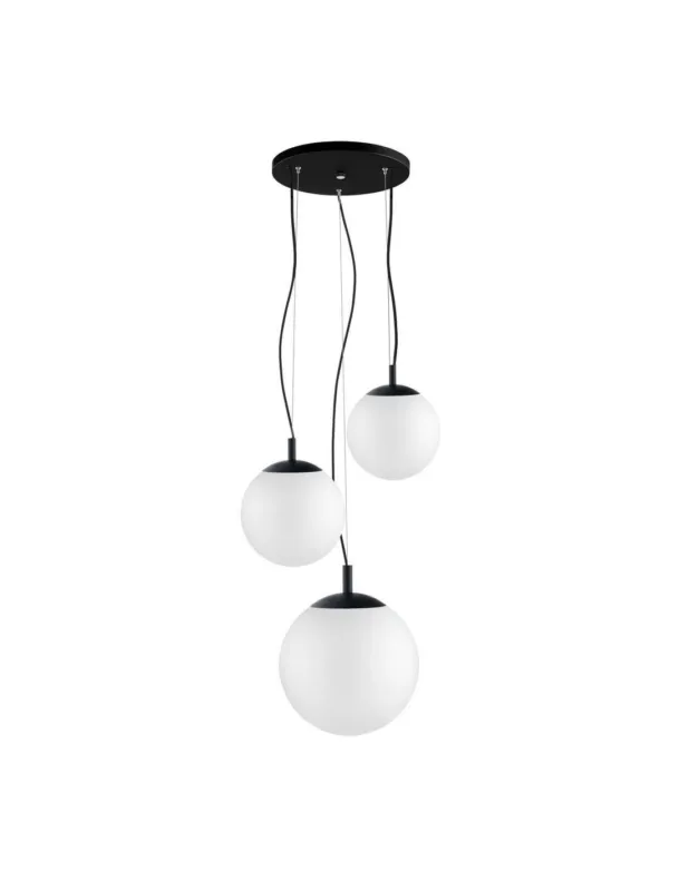 Lampa wisząca 3 kule szklane Alur III biały / czarny Kaspa Oferta limitowana