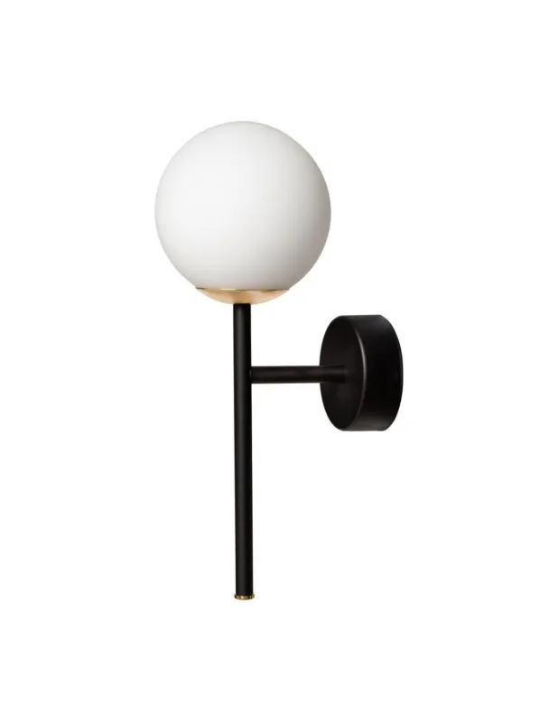 Nowy Kinkiet pionowy ze szklaną kulą Astra Deco 12cm biały / czarny / złoty Kaspa