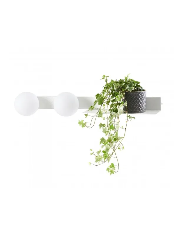 Bezpieczna płatność Kinkiet 2 szklane kule z półką Botanica Deco 70cm biały Kaspa