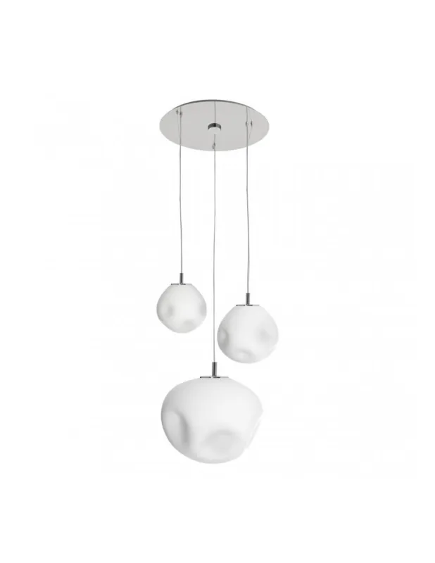 Najlepsza cena Lampa wisząca szklana designerska3 punktowa Cloe 45cm biały / chrom Kaspa