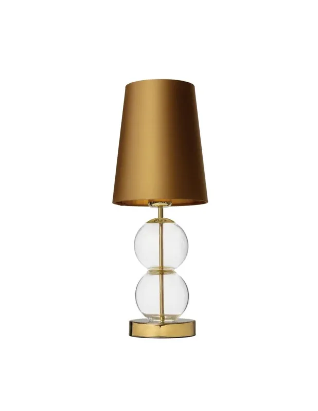 Kup online Lampa stołowa z abażurem i szklaną podstawą Coco złota Kaspa