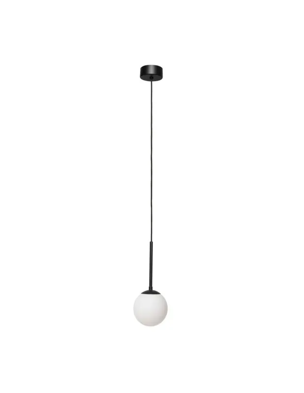 Premium Lampa wisząca kula szklana Lamia 12cm biały / czarny Kaspa