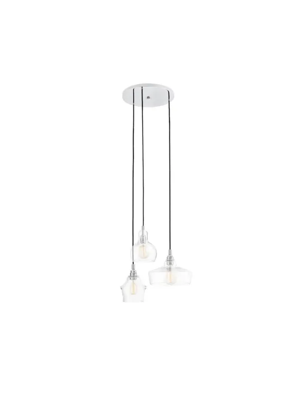 Lampa wisząca szklana retro 3 punktowa Longis 30cm przeźroczysty / chrom Kaspa Super okazja