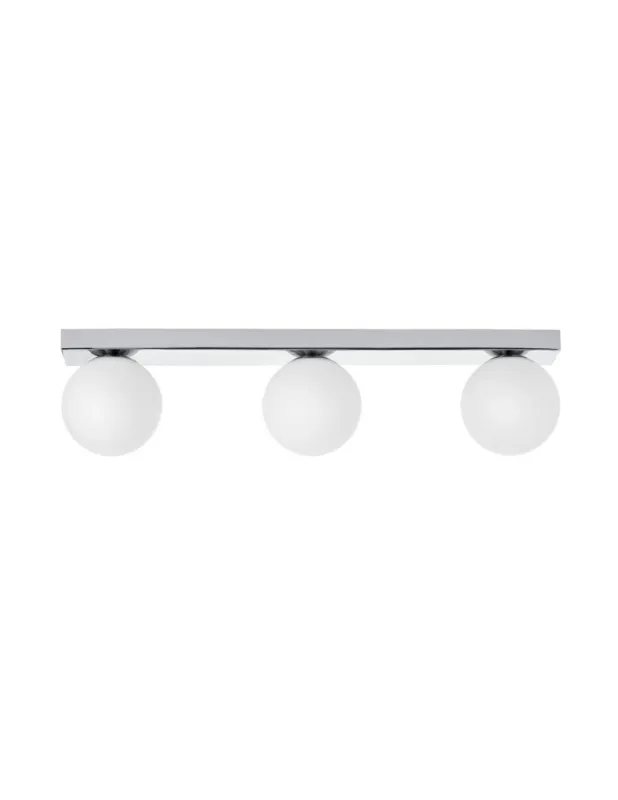 Plafon glamour podłużny 3 szklane kule Mija 60cm biały / chrom Kaspa Zamów teraz